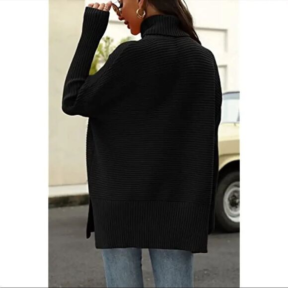 New Chunky Knit Turtleneck Tunic Oversized Sweater - Picture 4 of 6